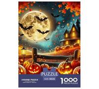 Bat 1000 Piece Halloween Jigsaw Puzzles Handwork Challenging for Challenging Family Activity Games Colorful for Home Decor Gifts 38x26cm/1000pcs