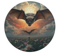 Bat 195 Piece Circular Jigsaw Puzzle Wildlife Animal Shape All Ages Suitable Stress Relief Puzzle Educational Learning Through Play Home Decor 195 PCS