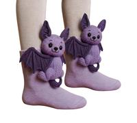 Bat 3D Knit Animal Socks 2026 New Novelty Sock for Christmas Birthday Halloween Women Hand Crocheted Warm with Cute Sloth Stockings Costumes Funky For Pumpkin Bat Thin Cat Winter Festival Party 12-3
