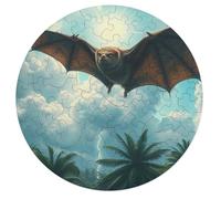 Bat 68 Piece Circular Jigsaw Puzzle Wildlife Animal Shape All Ages Suitable Stress Relief Puzzle Educational Learning Through Play Home Decor 68 PCS