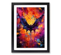 Bat Abstract Framed Print | A2 Black Framed Wall Art | Ready to Hang | Abstract Fantasy Picture | Living Room Bedroom Lounge Office