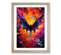 Bat Abstract Framed Print | A2 Oak Framed Wall Art | Ready to Hang | Abstract Fantasy Picture | Living Room Bedroom Lounge Office