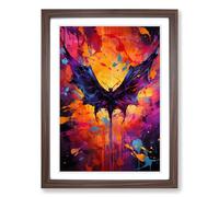 Bat Abstract Framed Print | A2 Walnut Framed Wall Art | Ready to Hang | Abstract Fantasy Picture | Living Room Bedroom Lounge Office