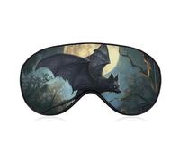 Bat and Moon Cute Sleep Mask for Women Men Light Blocking Eye Shade Cover with Adjustable Elastic Strap