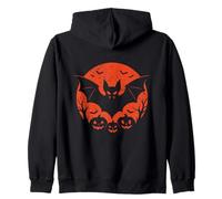 Bat and Pumpkins Halloween Moon Zip Hoodie