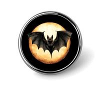 Bat And The Moon Round Brooches Colorful Fashion Button Pins Badge for Backpacks Shirts Scarf