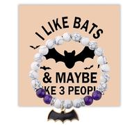 Bat Bead Bracelet Bat Lover Gift Halloween Spooky Bats Themed Jewelry I Like Bats And Maybe 3 People, S, Metal, na unknow