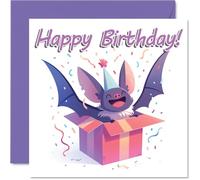 Bat Birthday Cards - Animal Gifts - Happy Birthday Card for Son Daughter Brother Sister Grandson Granddaughter Niece Nephew Cousin, 145mm Bday Greeting Cards
