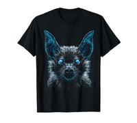 Bat Blue Eyes Motif Animal Drawing Artwork T-Shirt