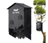 Bat Box - 9.5x15x25cm Three-Chamber Wooden Shelter, Tough Outdoor Bat Habitat, Natural Insectes Control House | Garden Walls Backyards Patios Outdoors Farms Halloween Decoration Theme