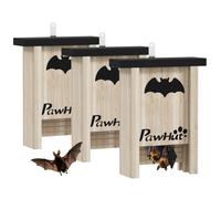 Bat Box Set 3pc Natural Wood Fir Wood 18x6x22.5cm Waterproof Outdoor Grooved UK