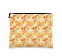 Bat Canvas with Zipper, Fanciful Festive Candy Corn Snowflake Halloween Orange Portable with Zipper Travel Makeup Bag for Travel, Bathroom, Vanity, Purse Storage and Gifts, Orange, 7x9 Inch, Whimsical