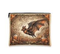 Bat Canvas with Zipper, Vintage Gothic Halloween Bottles Halloween Brown Portable with Zipper Makeup Bag for Purse for Travel, Vanity, Bathroom, Purse Storage and Daily Use, Brown, 7x9 Inch, Vintage