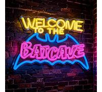 Bat Cave Neon Sign for Wall Decor - Dimmable LED Neon Light for Man Cave, Gamer Room, Bedroom, Dorm - Cool Hero Inspired Wall Art & Gift - 16.5 x 11 Inches, USB Powered