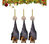 Bat Christmas Ornament,Realistic Upside-Down Bat Decor,Gothic Christmas Tree Hanging Ornament,Funny Halloween-Christmas O-rnament for Nature & Animal Lovers,Xmas Trees & Holiday Party Decor (3pcs)