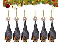 Bat Christmas Ornament,Realistic Upside-Down Bat Decor,Gothic Christmas Tree Hanging Ornament,Funny Halloween-Christmas O-rnament for Nature & Animal Lovers,Xmas Trees & Holiday Party Decor (6pcs)