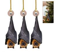 Bat Christmas Ornament, Realistic Upside-Down Bat Decor, Gothic Christmas Tree Hanging Ornament, Horror Bats Decoration for Xmas Trees & Holiday Party Decor, for Nature & Animal Lovers