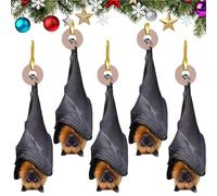 Bat Christmas Ornament | Realistic Upside-Down Hanging Bat Tree Decoration for Gothic Home Decor, Unique Gift for Animal Lovers(5pc)