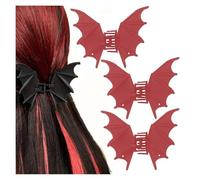 Bat Claw Clip, Bat Hair Clips, Gothic Horror Bats Halloween Metal Hair Accessories for Women Thin Thick Curly Hair, Goth Spooky Bats Wings Hairpin for Women Girls Costume Cosplay Party (Red 3PC)