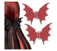 Bat Claw Clip, Bat Hair Clips, Gothic Horror Bats Halloween Metal Hair Accessories for Women Thin Thick Curly Hair, Goth Spooky Bats Wings Hairpin for Women Girls Costume Cosplay Party (Red 2PC)