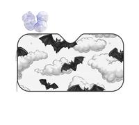 Bat Clouds Car Windscreen Sun Shade Halloween Heat Reflective Sunshade Folding Foil Sun Visor Car Windshield Window Universal Fit for Sedans SUV Van M