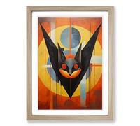 Bat Constructivism Framed Print | A2 Oak Framed Wall Art | Ready to Hang | Modern Historical Picture | Living Room Bedroom Lounge Office