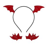 Noonhorse Bat Cosplay Headband Hair Clips for Women Girls Prom Party Headwear Halloween Costume Hair Accessories Red, 3 Pack