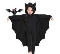 Bat Costume for Kids Girls Boys Toddler Wings Halloween Costume 10-11 Years Black