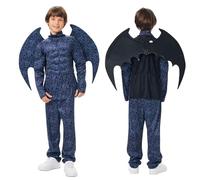 Bat Costume for Kids with Wing Superhero Deluxe Muscle Chest Outfit Boys Halloween Cosplay Fancy Dress Costume