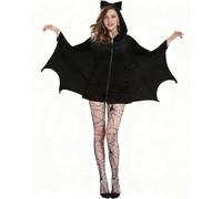 Bat Costume Women 3PCS Adult Bat Costume Halloween Costume Cozy Halloween Party Outfit (Large)