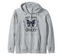 Bat Crazy, Spooky Season, Halloween, Funny Bat Wing Design Zip Hoodie