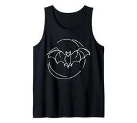Bat Crescent Moon Line Art Wildlife Drawing Tank Top