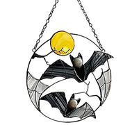 Bat Decoration Gothic Window Hangings Sun catcher Flying Under the Moon Art Craft Sun Catcher Window Wall Decor Halloween Decoration