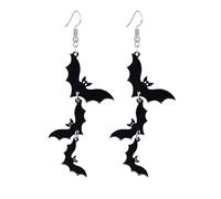 Bat Drop Dangle Earrings for Women Men Funny Black Bat Tassel Earrings Scary Halloween Cosplay Party Jewelry Gifts, Middle, Zinc, No Gemstone