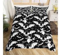 Bat Duvet Cover Set Halloween Bedding Set for Kids Boys Girls Wizard Cat Comforter Cover Set Microfiber Black White Bedspread Cover Bedroom Bedclothes King
