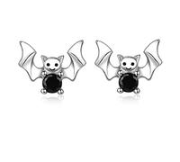Bat Earrings S925 Sterling Silver Animal Earrings Halloween Party Gothic Vampire Bat Stud Earrings Halloween Jewelry Gift for Women Girls