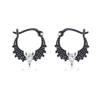 Bat Earrings Sterling Silver Black Hoop Earrings Gothic Bat Mother's Day Jewellery for Women Mum