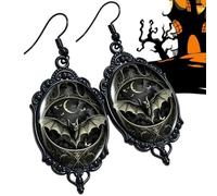 Bat Earrings Vintage Black Cutout Metal Frame Hoop Dangle