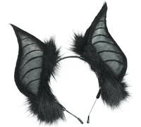 Bat Ears Bat Ears Headband, Plush Black, One Size, for Halloween Cosplay