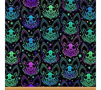 Bat Fabric by The Yard, Halloween Upholstery Fabric, Sugar Skull Decorative Fabric, Galaxy Stars Moon Indoor Outdoor Fabric, Glitter Starry Sky DIY Art Waterproof Fabric, Purple Green, 3 Yards