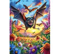Bat Flying Over A Flower Meadow 500 Piece Jigsaw Puzzle for Adults Wildlife Pet Jigsaw Afternoon Tea Companion Brainteaser Perfect Holiday Present Stylish Home Decor 500 PCS