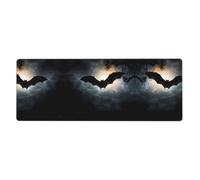 Bat Flying Solo Pattern Oversized Keyboard and Mouse pad 12x31.5 inches, Lock-Edge Design, Non-Slip and wear-Resistant,