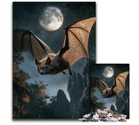 Bat Flying Under Moon 1000 Pieces Puzzle Gifts Jigsaw Puzzles for Adults Ideal for Lover Perfect Christmas New Year Valentine's Gift 1000 PCS(75x50cm)