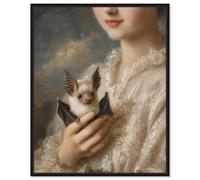 Bat Friend Framed Canvas Print Vintage Wall Art by Art Remedy, Black Frame, 16 x 20