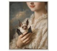 Bat Friend Framed Canvas Print Vintage Wall Art by Art Remedy, Silver Frame, 24 x 30