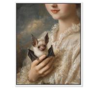 Bat Friend Framed Canvas Print Vintage Wall Art by Art Remedy, White Frame, 24 x 30