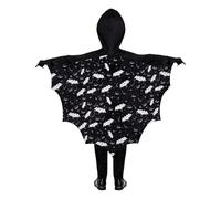 Bat Halloween Costume Romper Jumpsuit With Hooded Cape For Boys Toddler Kids Party Dress Up Play Cosplay Outfit (A1-Black, 9-10 Years)