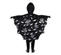 Bat Halloween Costume Romper Jumpsuit With Hooded Cape For Boys Toddler Kids Party Dress Up Play Cosplay Outfit (A1-Grey, 3-4 Years)