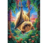Bat Hanging in Magical Forest 500 Piece Complete DIY Jigsaw Puzzle Collectors Mind Relaxation Educational Decorative Puzzle Gifts for Adults Wooden Cardboard 500 PCS