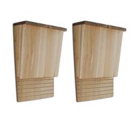 Bat House Set of 2 Solid Wood Natural 22x12x34cm Landing Pad WildlifeGardenRoost